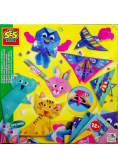 Kolorowe origami z brokatem i piórami