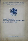 Tajne Nauczanie na Uniwersytecie Jagiellońskim w latach 1941-1945