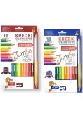 Kredki ołówkowe trójkątne + temperówka 12 kolorów