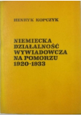 Niemiecka działalność wywiadowcza na pomorzu 1920 - 1933