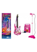 Gitara z mikrofonem różowa