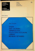 Studia nad łacińską terminologią polityczno - socjalną okresu republiki rzymskiej