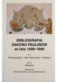 Bibliografia zakonu paulinów za lata 1500 - 1990 Tom I