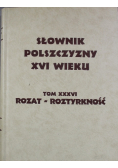 Słownik Polszczyzny XVI wieku tom XXXVI Rozat Roztyrkność