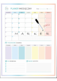 Planer magnetyczny miesięczny tęczowy + marker