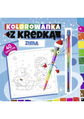 Kolorowanka z kredką. Zima
