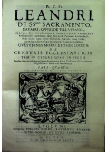 R P Fr Leandri de SS Sacramento Navarri oppidi de Villa - Franca Pars Qvarta Reprint z 1664 r.