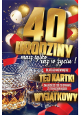 Karnet Urodzinowy 40 + naklejka