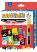 Angielski karty edukacyjne i kolorowanka z kredką segmentową.