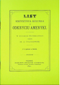 List Krzysztofa Kolumba o odkryciu Ameryki reprint z 1892 r