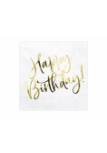 Serwetki Happy Birthday białe 33x33cm 20szt
