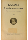 Kazania o Najświętszej Marji Pannie tom I 1921 r.