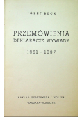 Przemówienia deklaracyjne wywiady 1938 r.