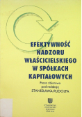Efektywność nadzoru właścicielskiego w spółkach kapitałowych