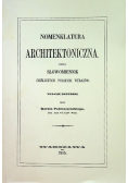 Nomenklatura  architektoniczna Reprint 1855 r