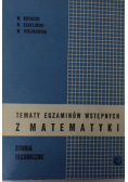 Tematy egzaminów wstępnych z matematyki