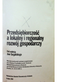 Przedsiębiorczość a lokalny i regionalny  rozwój gospodarczy