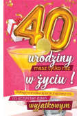 Karnet Urodzinowy 40 + naklejka