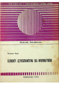 Elementy Językoznawstwa dla Informatyków