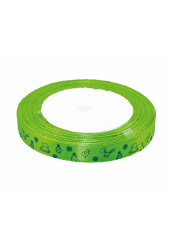 Wstążka satynowa wielkanocna j. zielona 12mmx22m