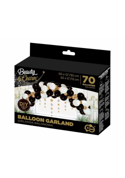 Girlanda balonowa B&C biało-złoto-czarna 70szt