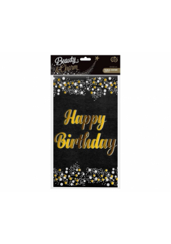 Obrus foliowy B&C Happy Birthday czarny 137x183cm