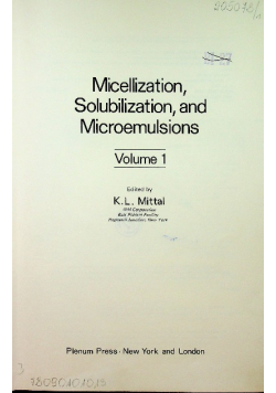 Micellization Solubilization and Microemulsions