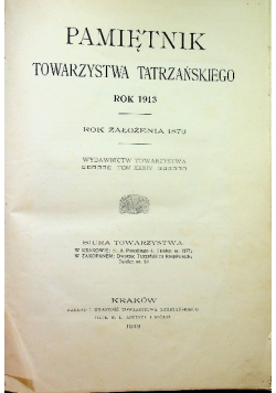 Pamiętnik towarzystwa tatrzańskiego rok 1913 i 1914 około 1914 r