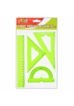 Komplet kreślarski z linijką 20cm zielony PENMATE