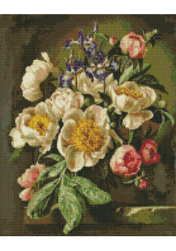 Diamentowa mozaika - Uroczy bukiet piwonii 40x50cm