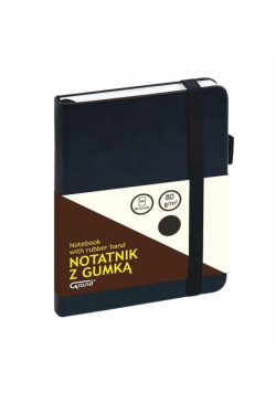Notatnik A6/80K kratka z gumką czarny GRAND