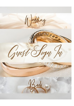 Wedding Guest Sign In Book - Gold Luxury Delicate Jewelry Band Cream Brown White Pearl Abstract Floral Ring Circle Dot
