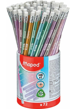 Ołówek z gumką Glitter brokat HB (72szt) MAPED