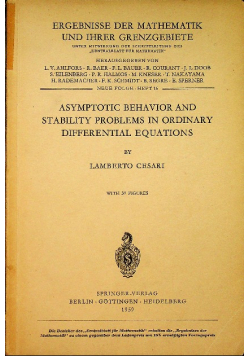 Asymptotic behavior and stability problems in ordinary differential equations