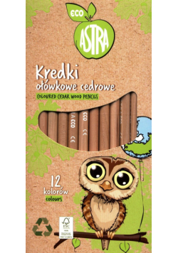 Kredki ołówkowe cedrowe Eco 12 kolorów