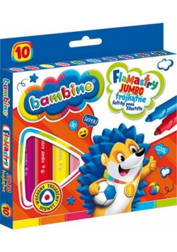 Flamastry trójkątne Jumbo 10 kolorów BAMBINO