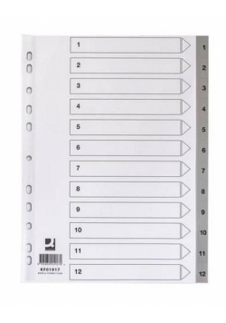 Przekładki A4 PP szare 12 kart