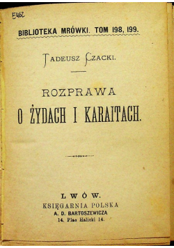 Rozprawa o Żydach i Karaitach ok 1885 r.