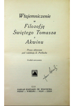 Wtajemniczenie w filozofię Świętego Tomasza z Akwinu 1930 r.