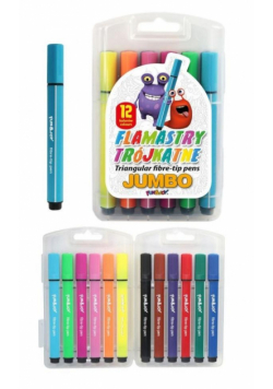 Flamastry trójkatne jumbo 12 kolorów w etui