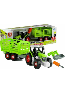 Traktor rozkręcany z otwierana przyczepą 43cm