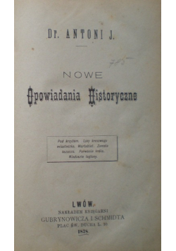 Nowe Opowiadania Historyczne, 1878r.