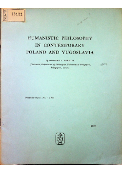 Humanistic Philosophy in Contemporary Poland and Yugoslavia