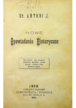 Nowe Opowiadania Historyczne 1878 r.