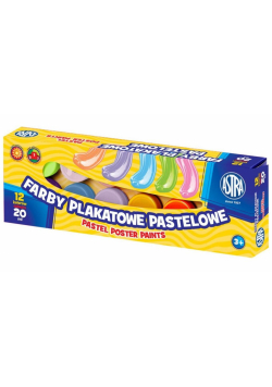 Farby plakatowe pastelowe 12 kolorów 20ml ASTRA