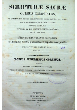 Scripturae sacrae cursus completus tomus vigesimus primus 1840 r.