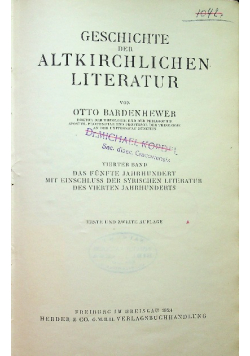 Geschichte der Altkirchlichen Literatur 1924 r.