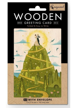Karnet drewniany C6 + koperta Ślub Wzgórze miłości