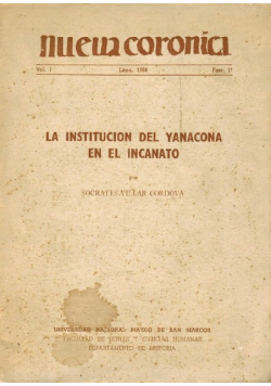 Nueua coronica Vol I / 1966 La institutio del yanacona en el incanato