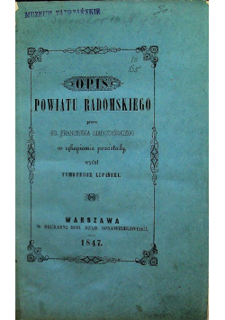 Opis Powiatu Radomskiego 1847 r.